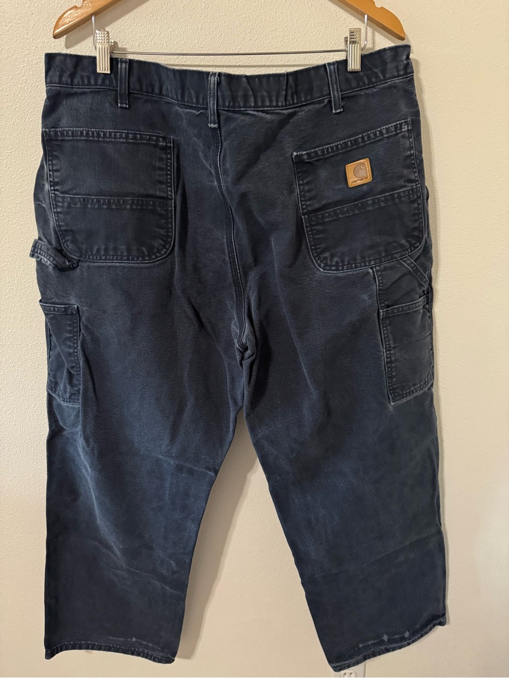 Carhartt Duck Canvas Loose Fit Straight Dungaree Work Pants Faded Black-42x30